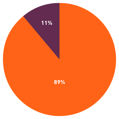 Pie chart showing 11% for Scopes 1 and 2, and 89% for scope 3