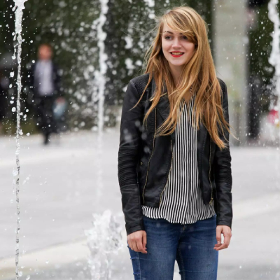 standing in fountain