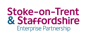 Stoke-on-Trent and Staffordshire Enterprise Partnership logo in purple and blue font
