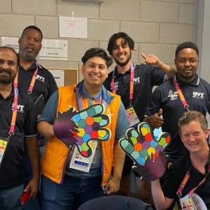 Ibrahim with colleagues at the Commonwealth Games