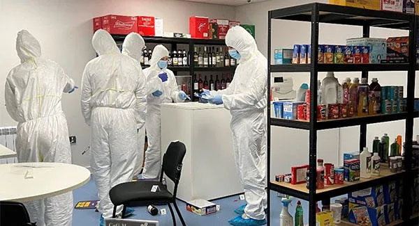 A crime scene simulation area