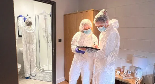 A crime scene simulation area
