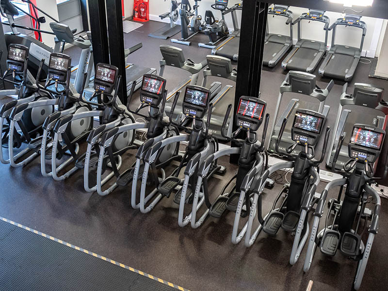 row of cross trainers