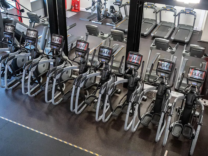 row of cross trainers