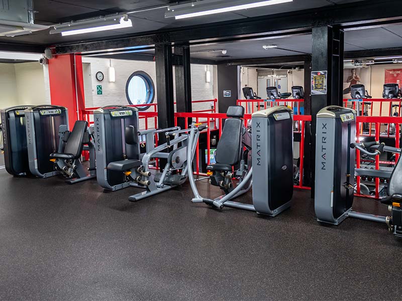 row of resistance training machines