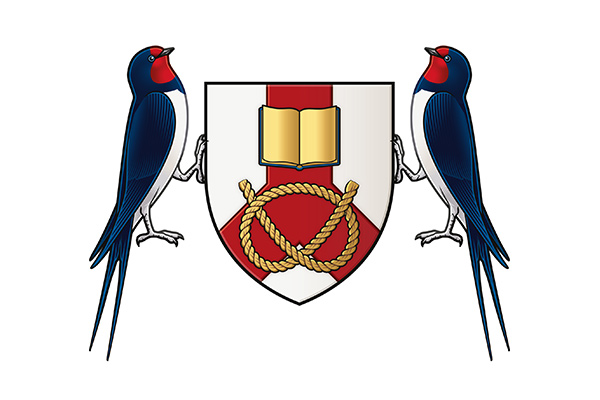 The shield and supporters of the Staffordshire University coat of arms