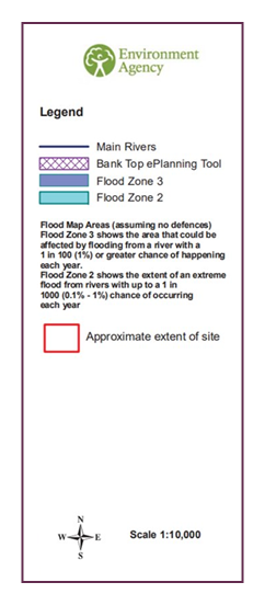 Key of Flood Map areas assuming no defences, Flood Zone 2 shows ht extent of an extreme flood from rivers with up to 1 in 1000 (0.1 - 1%) chance of occuring each year. Flood zone 3 show the areas that could be effecred by flooding from a river with  1 in 