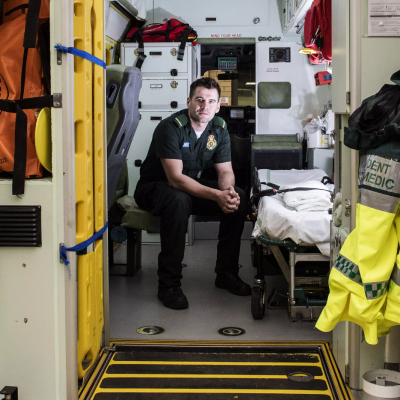 darren sitting in ambulance