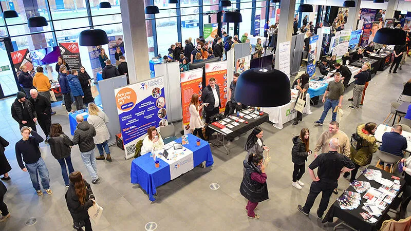 Visits stands at the Apprenticeship Fair