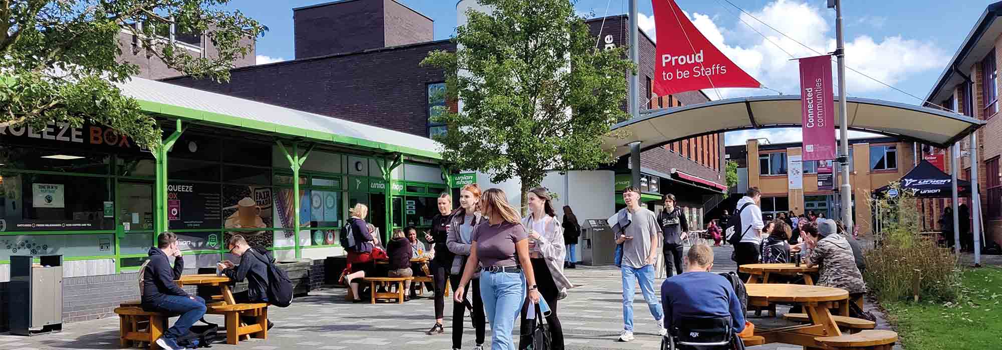 College Road at our Stoke-on-Trent campus, the area is full of students