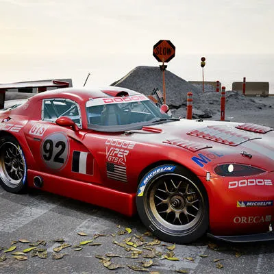 A games art concept of a red sports racing car