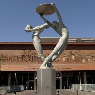 The exterior front building of the Potteries Museum and Gallery in Hanley at daytime