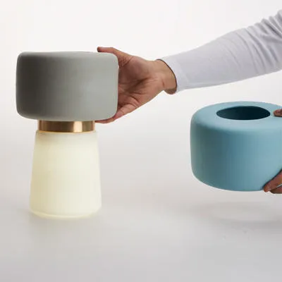Modular lighting by Soyida Akhtar made in jasperware and brass.