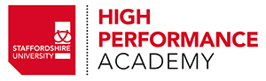 Red Staffordshire University logo next to the words High Performance Academy 