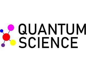 Quantum Science Logo - with a colourful atomic bond icon 