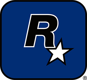 Rockstar North logo - Black R on a blue square with a single white star in the corner
