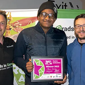 Alvin Oblitey receiving his award