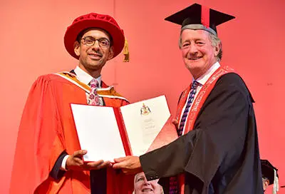 Actor Amit Shah receiving an honorary degree from Staffordshire University this summer