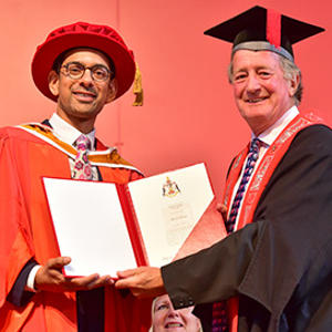 Actor Amit Shah receiving  an honorary degree from Staffordshire University this summer