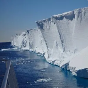 An ice Shelf in the Weddell Sea, seen from The SA Agulhas II research vessel during the field research