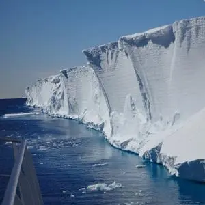 An ice Shelf in the Weddell Sea, seen from The SA Agulhas II research vessel during the field research