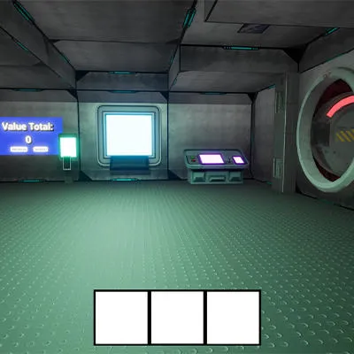 A display of the interior spaceship level design.