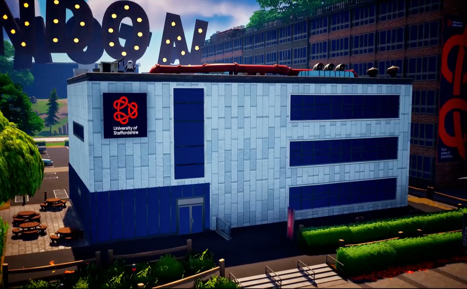 Beacon building recreated in the StaffsVerse in Fortnite