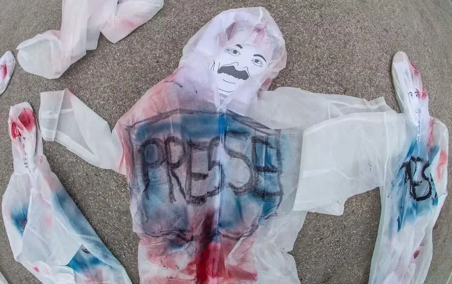 A German protest against the targeting of journalists on Press Freedom day 2022