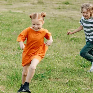Two children running
