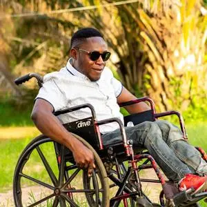 A man on a wheelchair