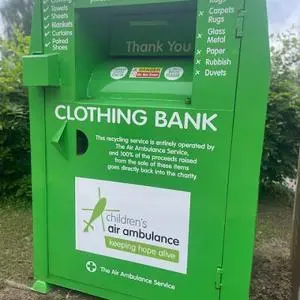 Photo of a donation bank on campus