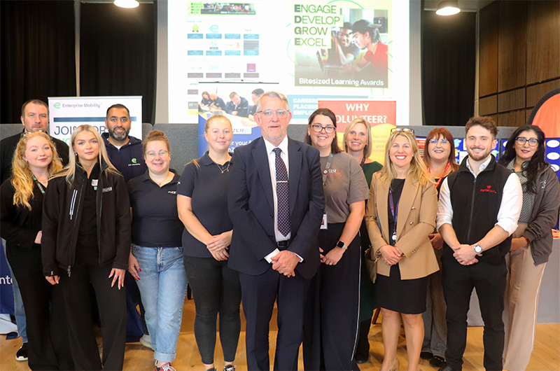 Professor Martin Jones with a group of employers involved in the EDGE scheme at its launch
