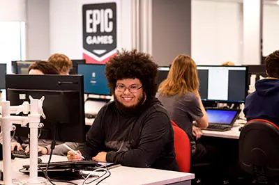 A student photographed Staffordshire University's Epic Games lab