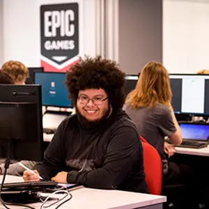 A student photographed Staffordshire University's Epic Games lab