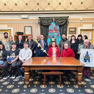 A group of students and councillors