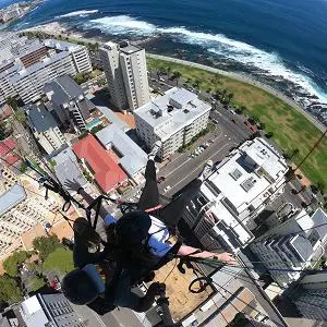 Georgia pictured above Cape Town about to do a bungee jumpm