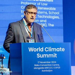 Hamidreza Gohari Darabkhani speaking at COP29 in Baku