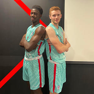 Hamza and Bayley pictured in their England basketball kit