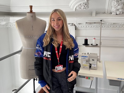 Hannah Severn pictured in the Fashion studio on campus