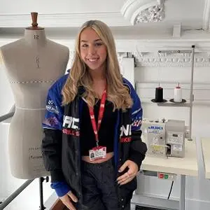 Hannah Severn pictured in the Fashion studio on campus