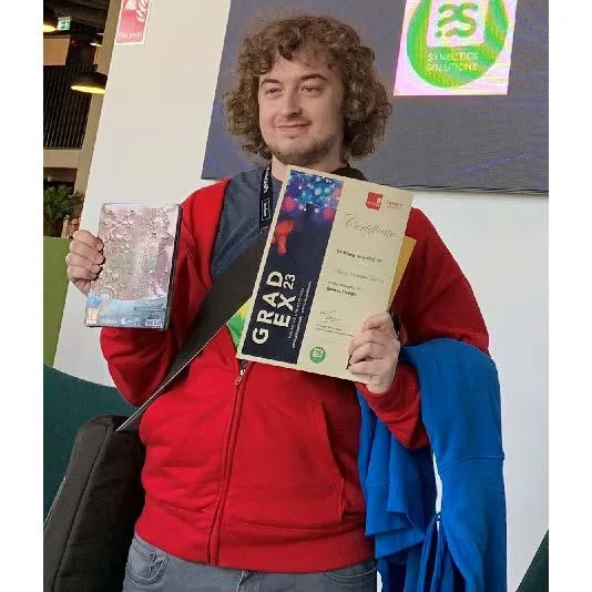 Harry Cooling with his third place award.