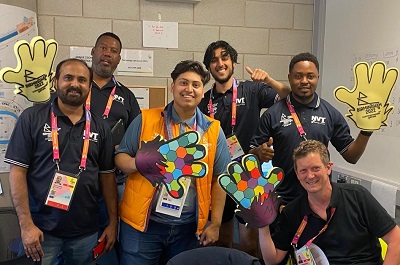 Ibrahim with colleagues at the Commonwealth Games