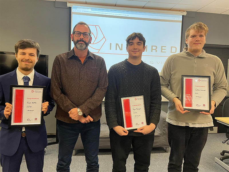 The three winning student with Ryan Lloyd from Inspired Film & Video