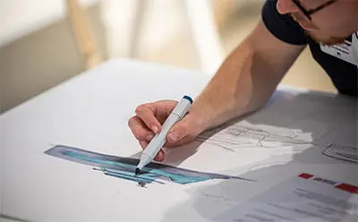 James Shakespeare drawing his winning design