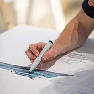 James Shakespeare drawing his winning design
