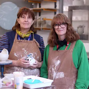 Kaytea Budd- Brophy with MA Ceramic student Ange Hull