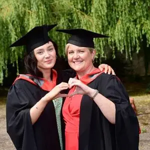 Laura Whalley and Jenny Byrne photographed together at gradution
