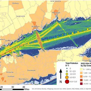 Long Island Sound map of microplastic hotspots