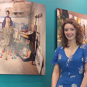 Maddie Hughes pictured with the work
