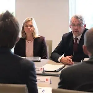 Justine and Prof Martin Jones pictured at the roundtable